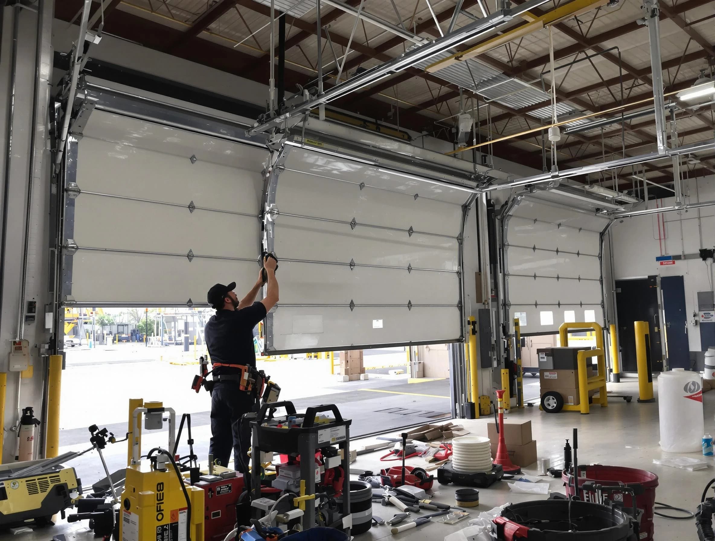 Tecumseh Garage Door Repair technician performing commercial garage door repair in Tecumseh
