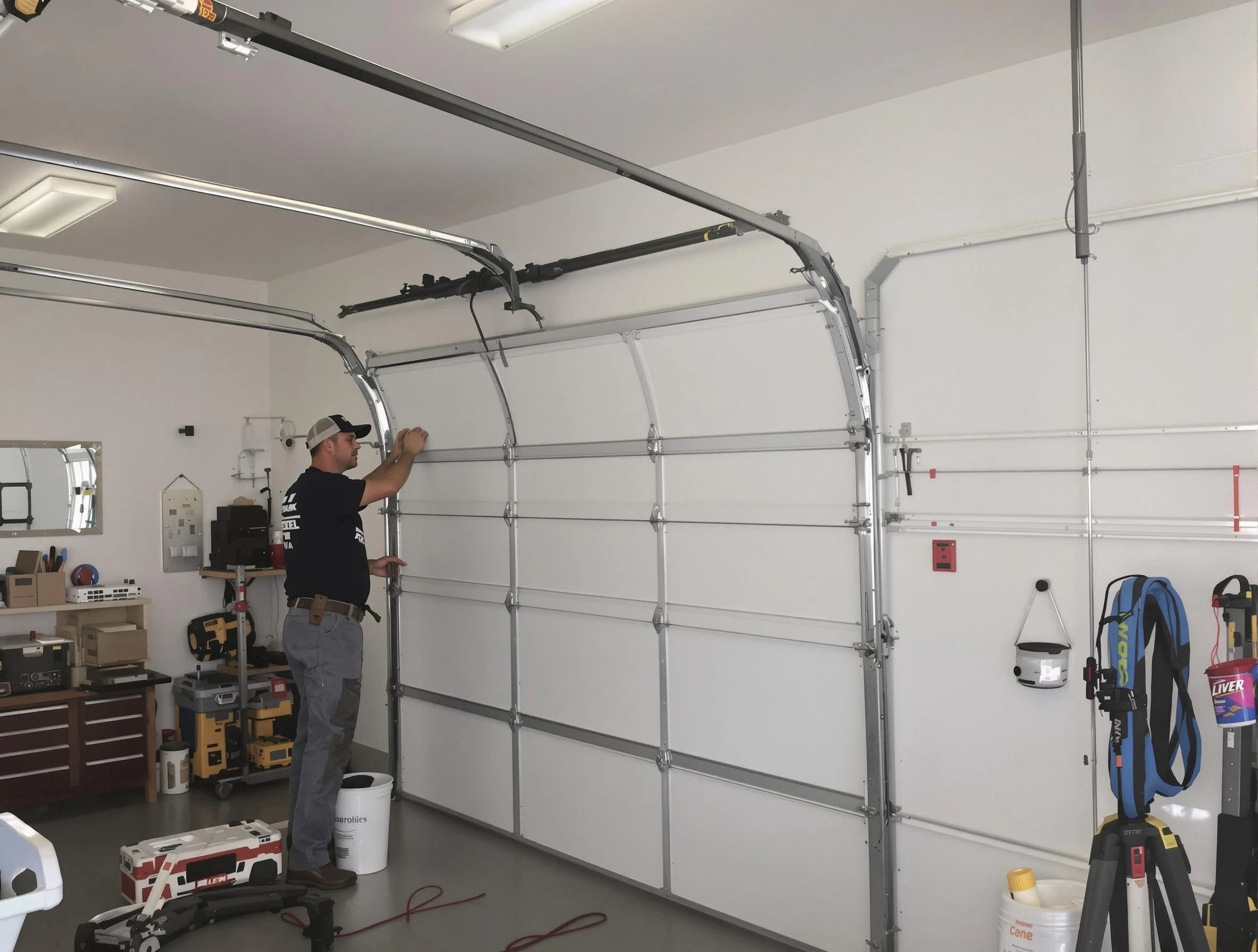 Tecumseh Garage Door Repair team installing new garage door in Tecumseh