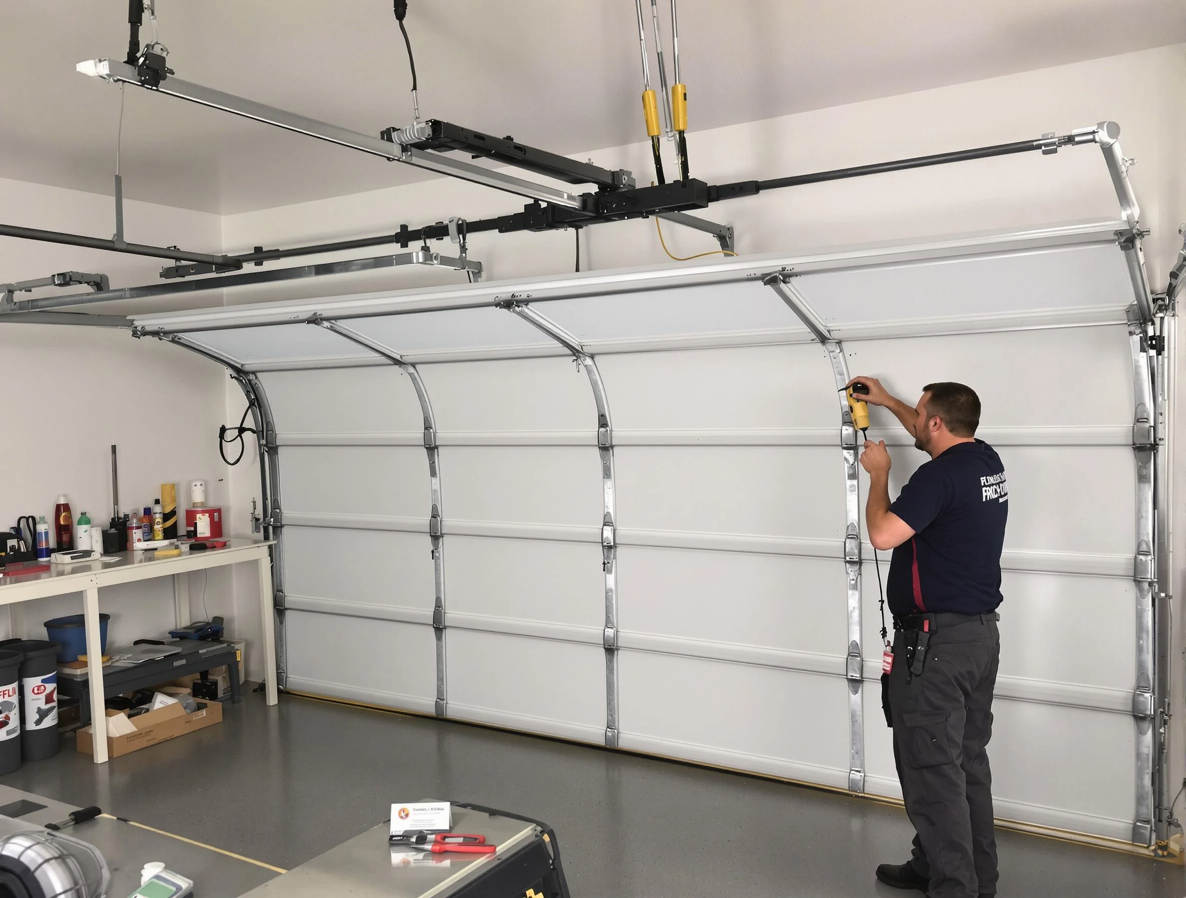 Tecumseh Garage Door Repair certified technician performing overhead door system repair in Tecumseh